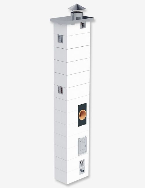 Дымоход одноходовой из керамики с вентиляцией системы OFFEN KLR О-BLOCK 1+V